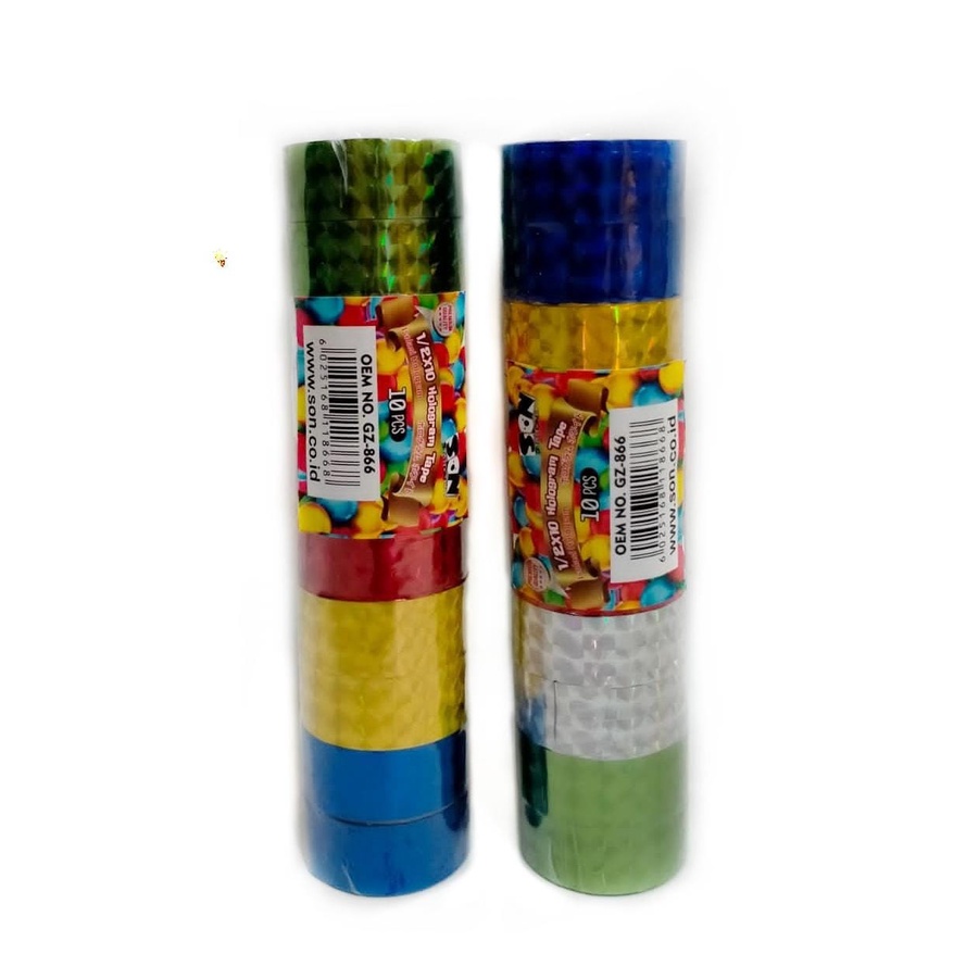 

SOLASI WARNA HOLOGRAM 12MM X 10 Y SELOTIP ISOLASI KADO METALIK