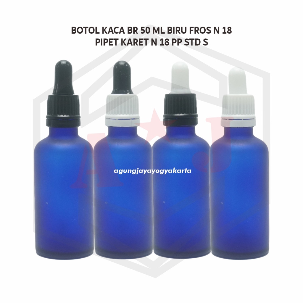 Botol Kaca Serum 50 ml  Biru Fros Pipet S / Pipet Kaca / Botol Pipet Kaca Biru Fros / Pipet Pipet S
