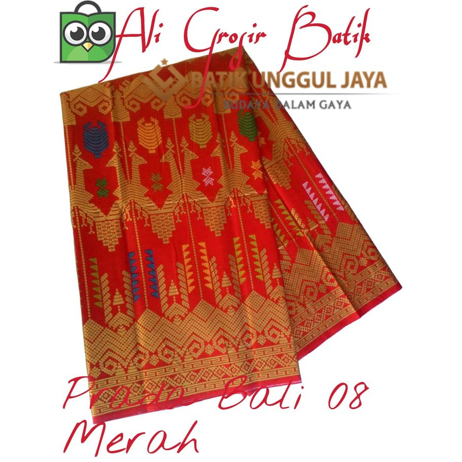 Kain Batik Pekalongan Primisima Halus Prada Bali 08 Merah Unggul Jaya