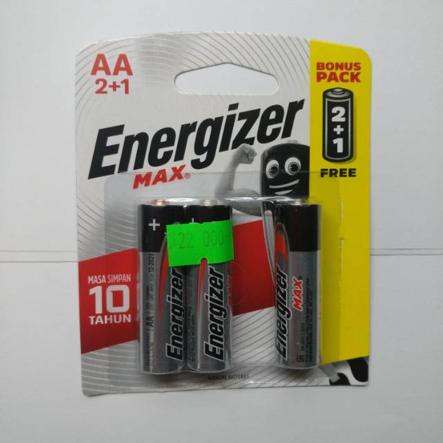 Energizer Max AA baterai alkaline 2+1 value pack dapat 3 pcs
