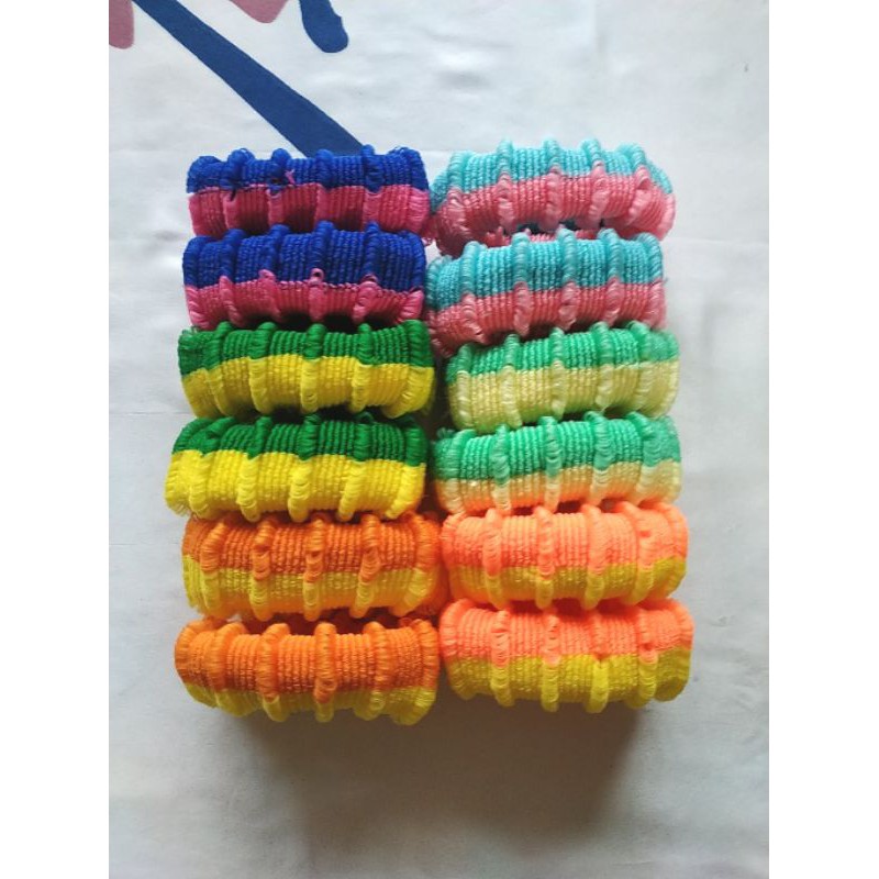 12pcs IKAT RAMBUT DONAT ZIG ZAG GROSIR