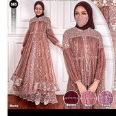 gamis mewah tulle bruklat mutiara mix tulle dot ld 120