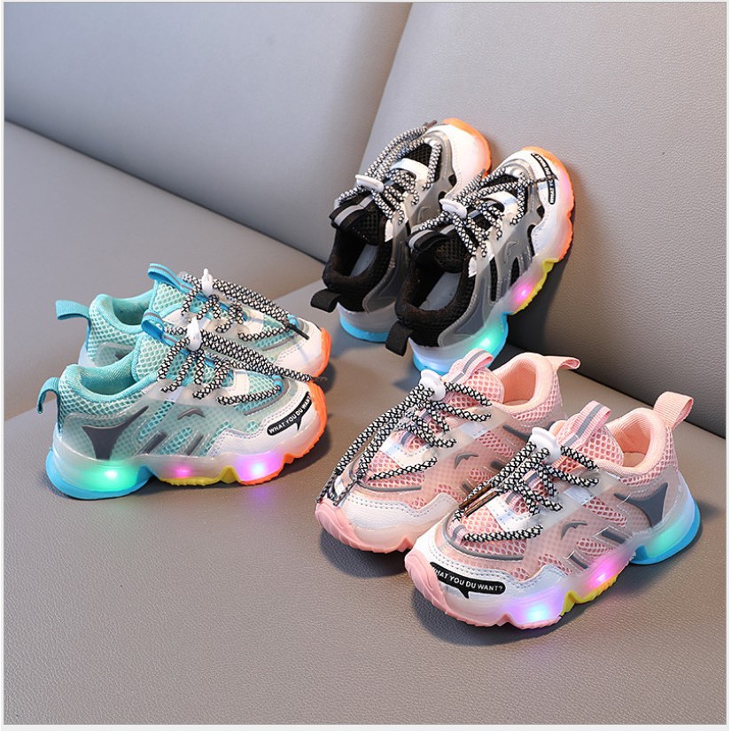 littlekiddoss SH20113N Sepatu Lampu Anak Sneakers Glacio LED Import 21-35