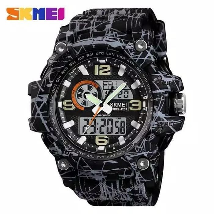 Jam Tangan Pria / SKMEI 1283 Analog Digital Dual LED / Jam Tangan Analog Digital / SKMEI