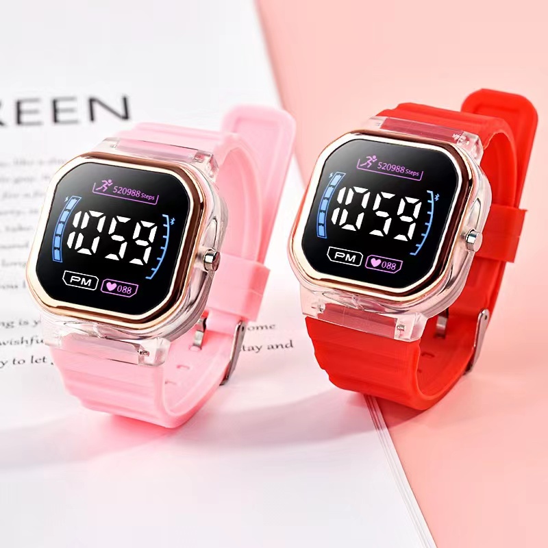 COD✅ Jam Tangan Digital Wanita Segi LED Watch Sport Rubber Couple Tampilan Layar Baru Harga Grosir   S1193