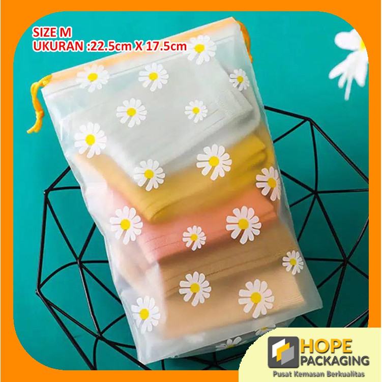 [ 5 pcs ] Travel Pouch Serut Flower Transparan Ukuran S Dan M