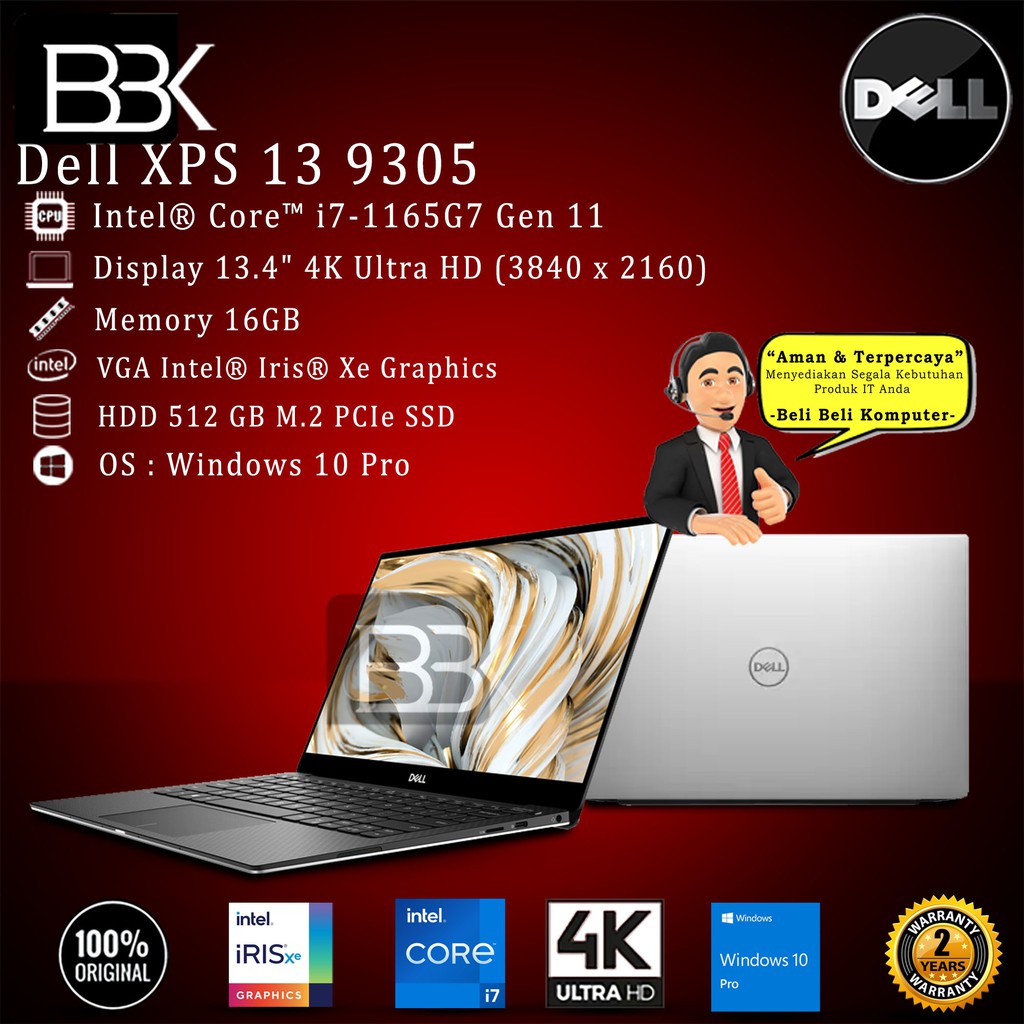 DELL XPS 13-9305 13.4" UHD 4K Core i7-1165G7 16GB 512GB SSD WIN10PRO