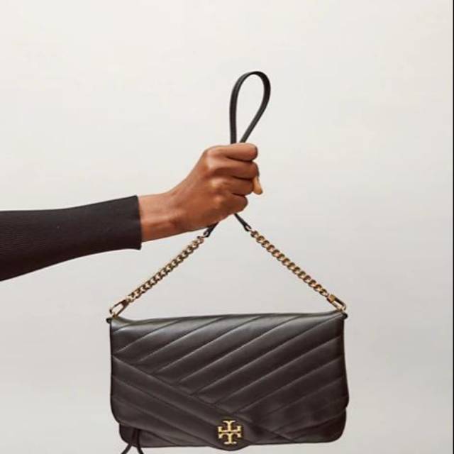 TORY BURCH Kira Chevron Clutch tas original selempang slingbag crossbody authentic asli hitam black