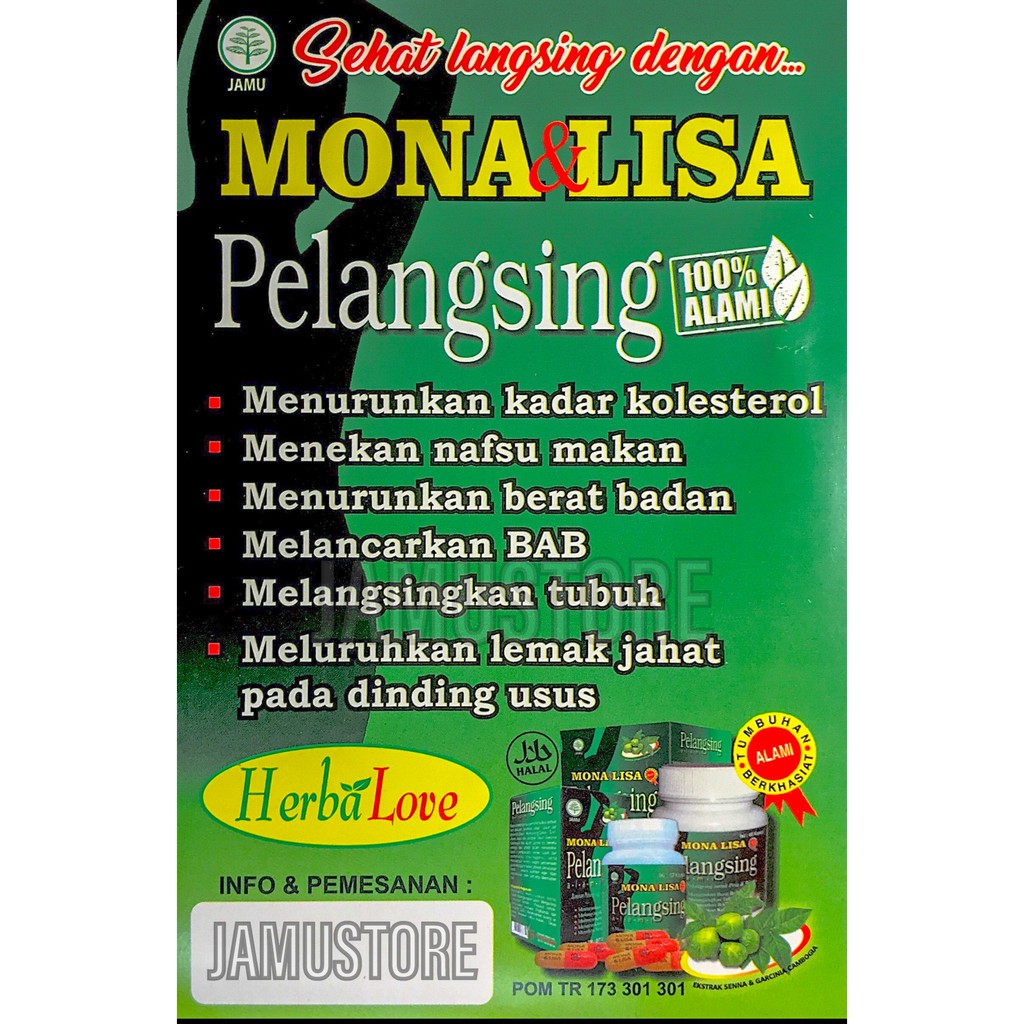 MonaLisa Pelangsing 45 Kapsul - 100% Bahan Alami [HerbaLove Indonesia BPOM]