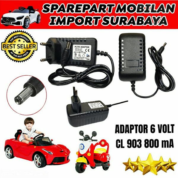 ADAPTOR CL 903 800 mA CHARGER VESPA N MAX SCOOPY MICKEY MOUSE 6VOLT 800mA CASSAN MOTOR MOTORAN ANAK
