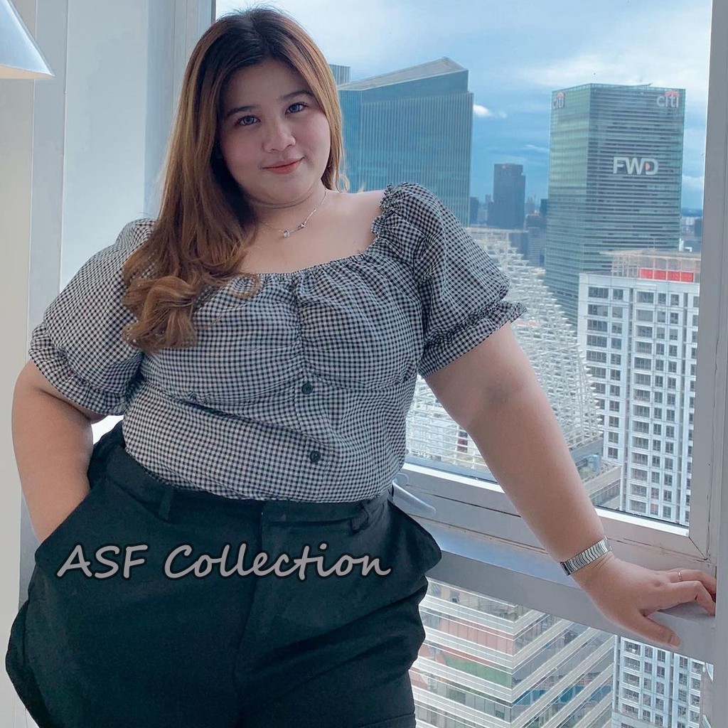 Crop Top Gomes | Blouse Wanita Jumbo | Sabrina Jumbo | Baju Sabrina Jumbo | Sabrina Big Size