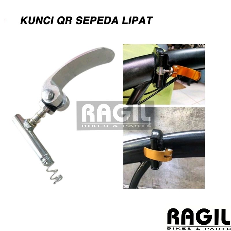 KLEM FRAME SEPEDA SELI LIPAT QUICK RELEASE BAUT CLAMP BATANGAN TENGAH PENGUNCI KUNCIAN SILVER KUNING