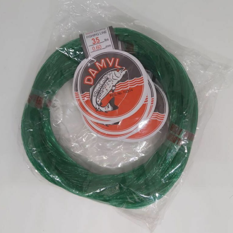 Senar pancing Damyl hijau no 35 lbs, diameter 0.60 mm