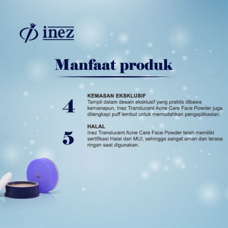 INEZ Translucent Acne Care Face Powder / Bedak Tabur Untuk Wajah Berjerawat