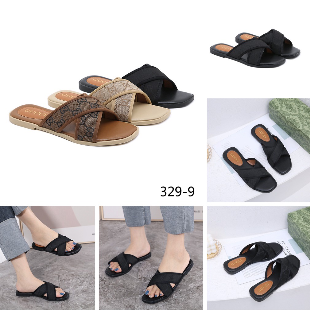 GC GG Canvas Slide Sandals 329-9