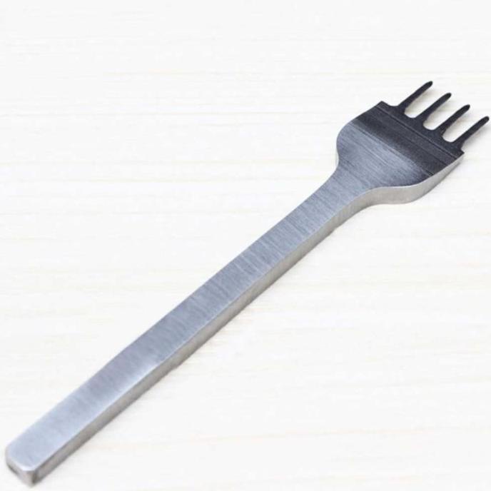 

Alat Kerajinan Kulit Garpu Metal Diy Pelubang Kulit Leathercraft Hole - Silver