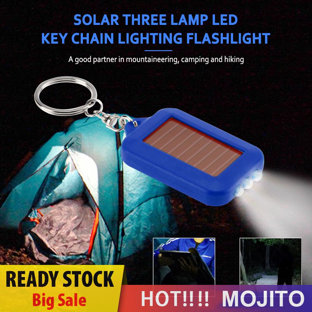 Lampu Senter 3 LED Mini Portable Tenaga Surya Dengan Gantungan Kunci Untuk Camping Outdoor