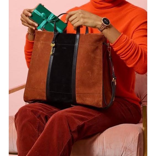 Tas FossilOriginal Carmen Shopper Brown Black New Original
