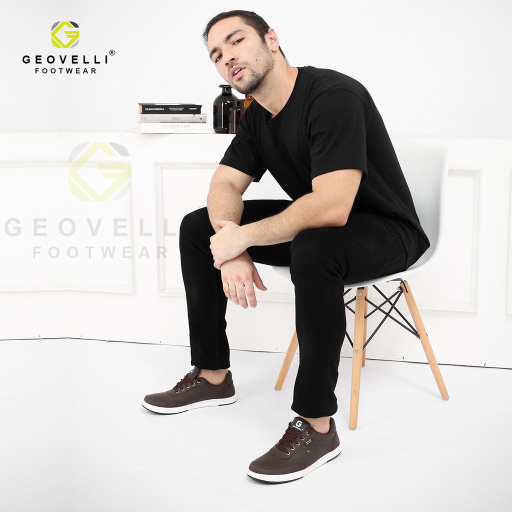 Sepatu Sneaker Pria Keren Coklat Sepatu Sneaker Pria Brend Geovelli Cocok Untuk Sekolah Kuliah Kerja