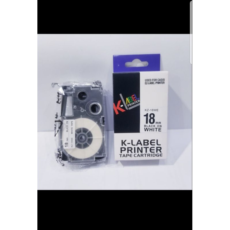

casio k-label printer 18mm 18 mm black on white tape kz-18we original