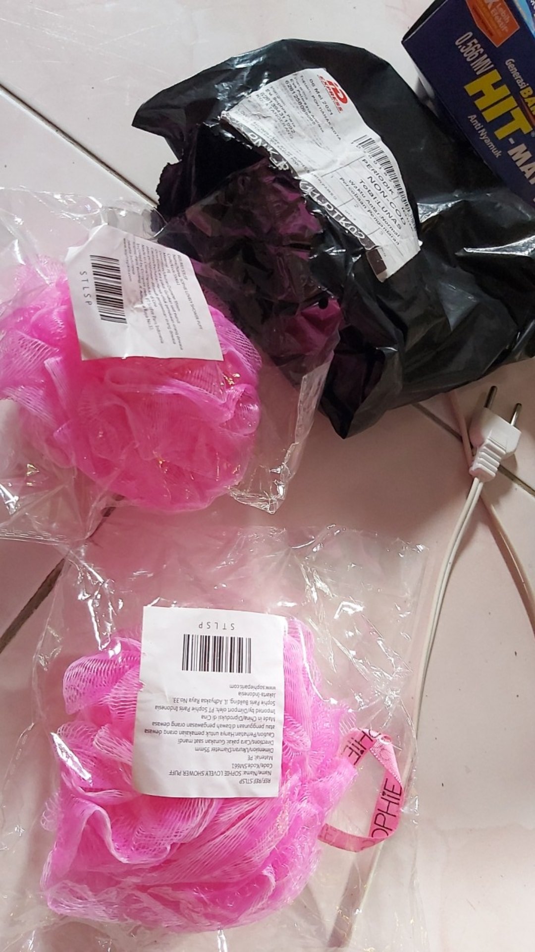 Lovely Shower Puff Stlsp Sophie Martin Paris Original Spons Mandi Sabut Pink