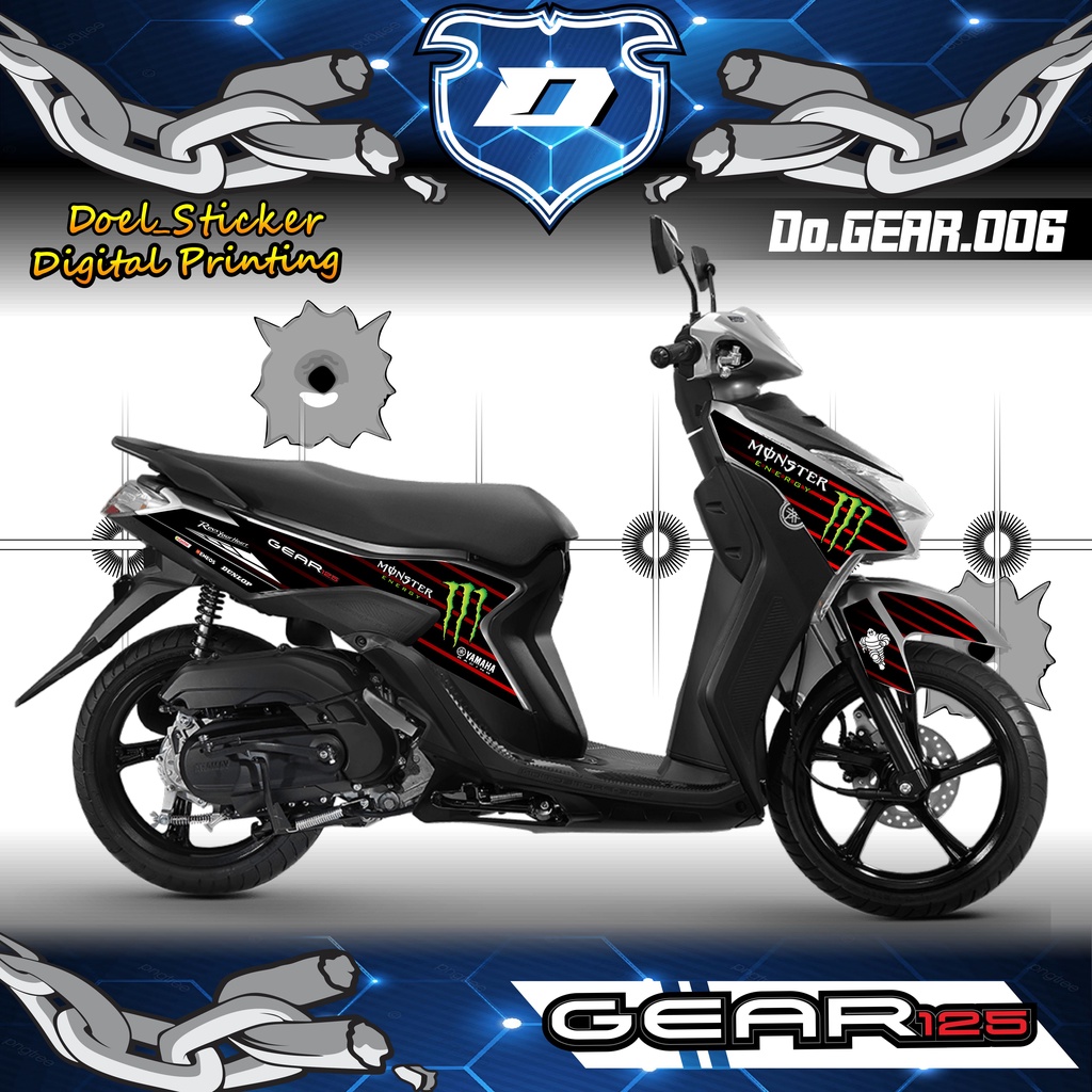 STICKER STRIPING YAMAHA GEAR 125 - STRIPING HOLOGRAM MOTOR YAMAHA GEAR 125 LIST VARIASI MONSTER ENERGY 006