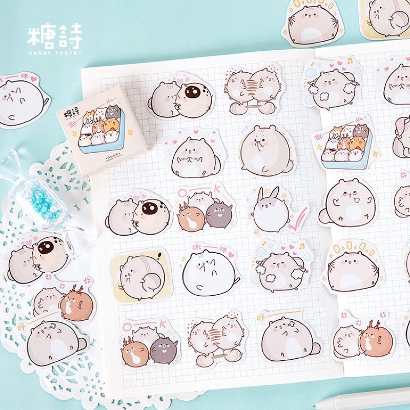 [45PCS] Sticker Tumblr Hiasan Buku Diary Scrapbook Jurnal Phone Case Stiker Memo Lucu Murah Freebies