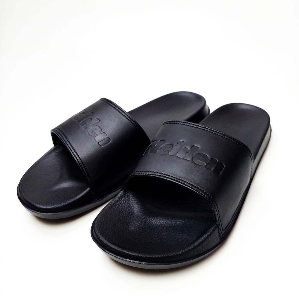 Sandal Slop Hitam Pria Wanita Slip On Flip Flop Basic Karet Distro Casual Anti Slip Quality Original by Neiden - (BISA COD)-Brand