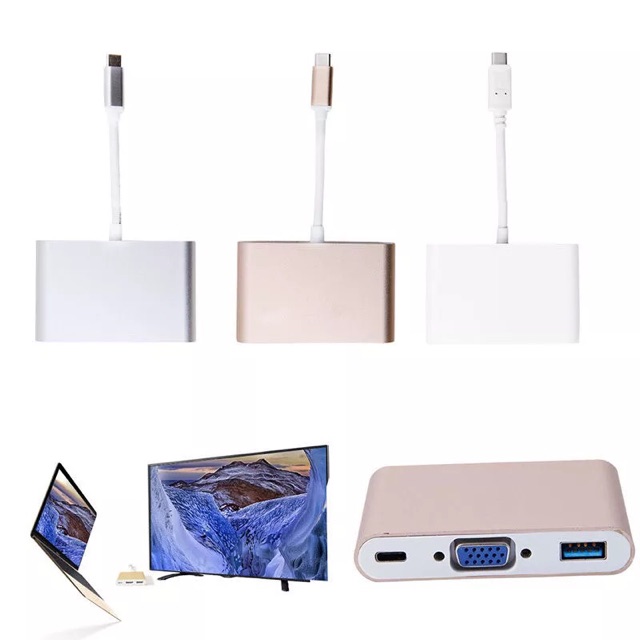 Type C USB-C to VGA Female Adapter to hdmi USB for New Macbook pro inch Chromebook Pixel Lumia