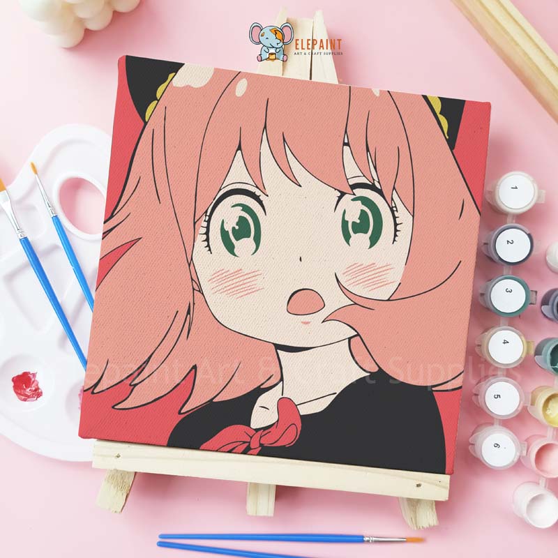 

Paint By Number 20x20cm Anime Anya Forger DIY Painting Kit Spy x Family Mewarnai Lukisan with Wooden Frame Numbers