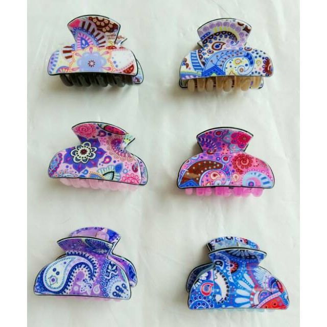 grosir  Jepit rambut poni isi 12 pcs batik BOK