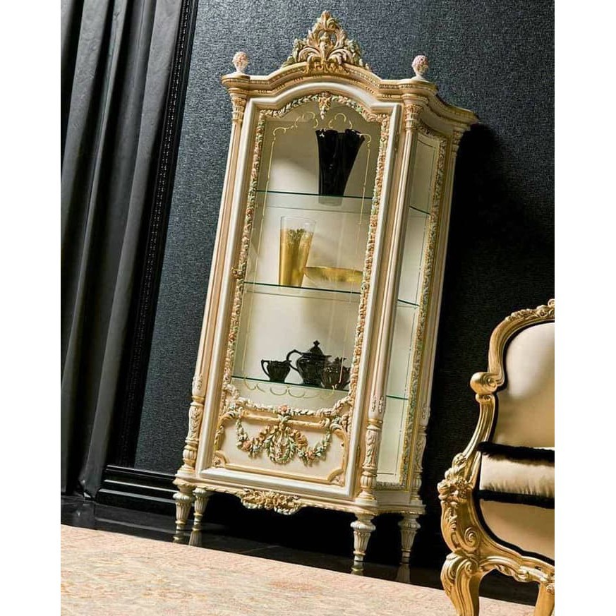lemari hias klasik cat duco gold
