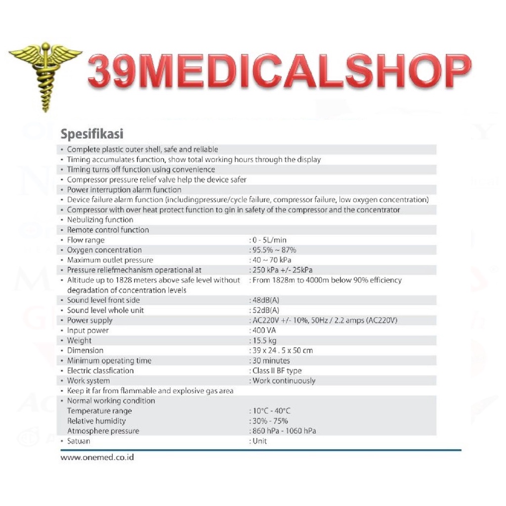 OXYGEN CONCENTRATOR ONEMED 8F-5AW - ALAT PEMURNI OKSIGEN - OKSIGEN KONSENTRATOR