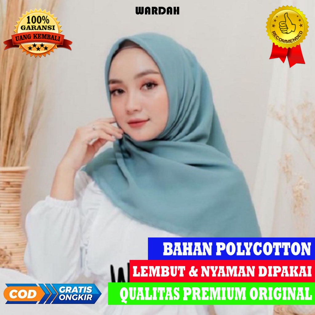 Kerudung Segi empat Polos Hijab Pollycotton Jilbab Polos Hijab Polycotton Warna Wardah