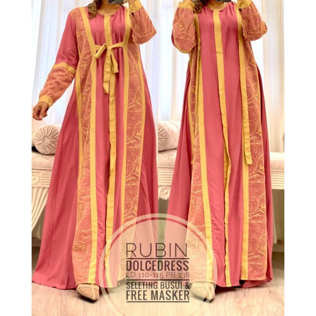 Daster Arab DOLCE RUBIN Gamis Rayon Maxi Dress Mewah Kekinian