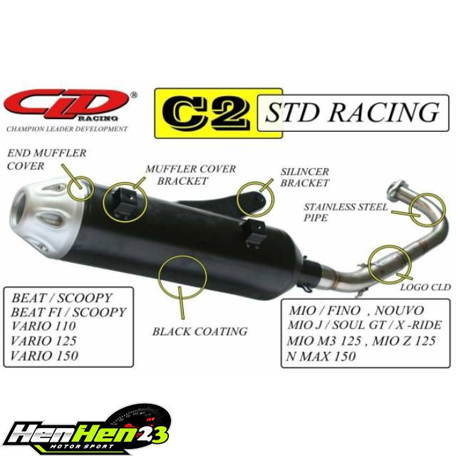 KNALPOT CLD Racing YAMAHA NMAX 150 C2 STANDAR RACING C2 STD RACING
