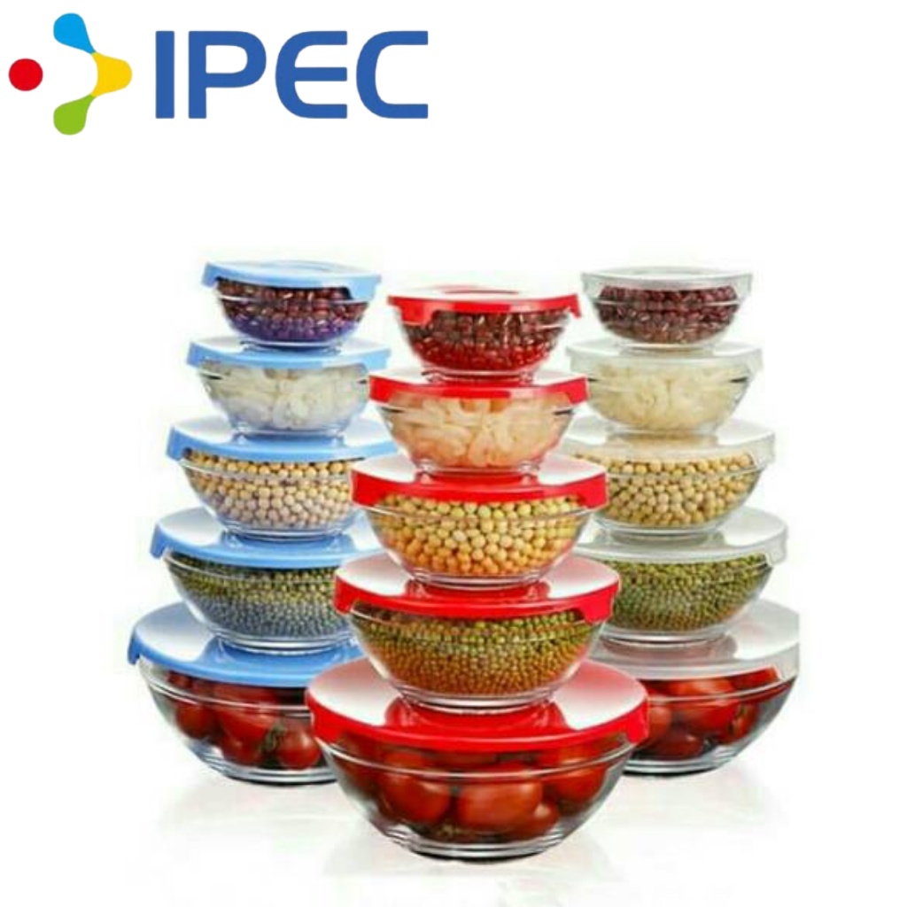 Mangkok kaca set / Glass Bowl Set Isi 5 Pcs / Mangkuk beling Set Tutup 5 Set 34005