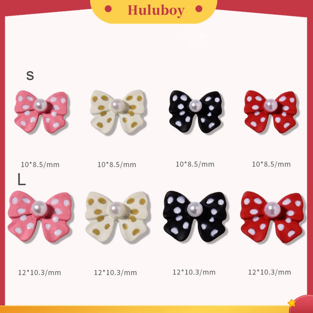 Huluboy Huluboy♡ 5pcs / Set Hiasan Kuku Bentuk Pita Aksen Mutiara Imitasi Untuk Aksesoris Nail Art / Salon