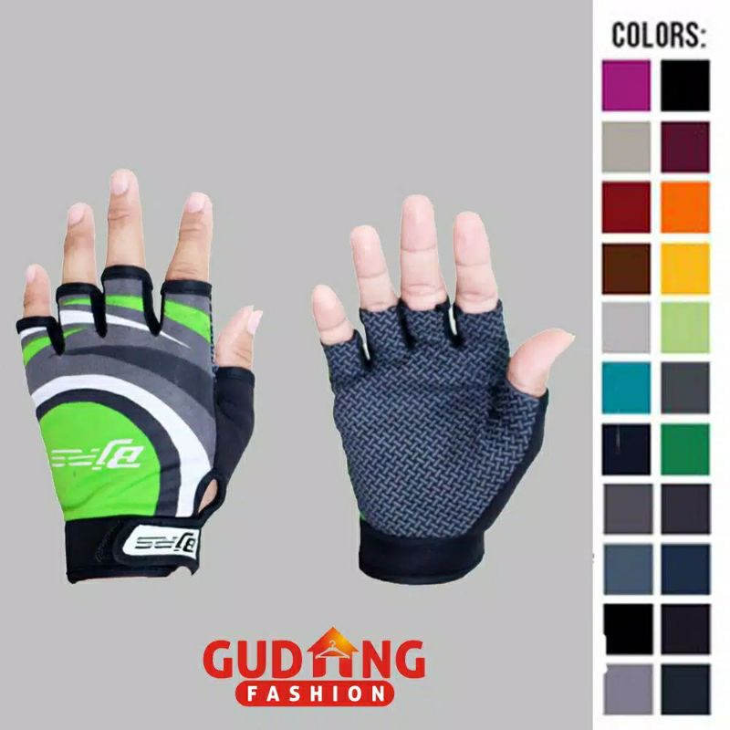 Sarung tangn BJ RS Gowes sepeda glove mtb gym fitness dayli  lokal bahan import