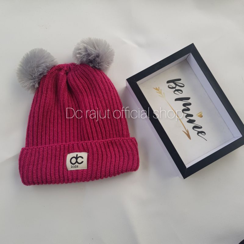 Topi Rajut Anak Pompom Kupluk Rajut Anak Bayi Pompom-Fanta