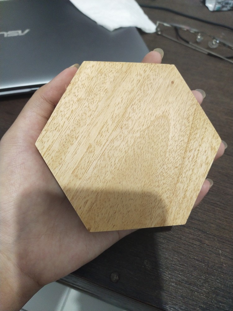 Hexagonal Wood Coasters Tatakan Gelas Kayu Alami Segi Enam Unik Antik