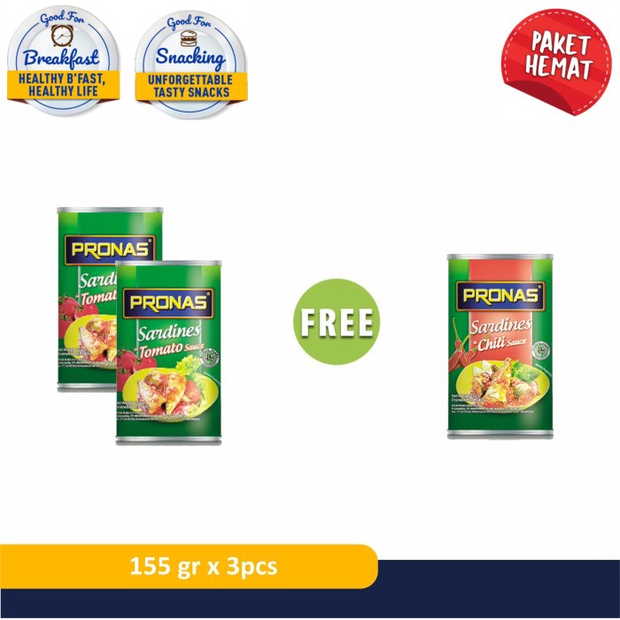 

Gg0Hh Pronas Sarden Tomat 155G (2Pcs) Free Sarden Chili 155 (1Pcs) Ds0kk