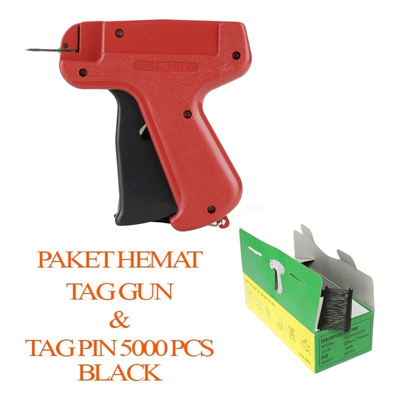 [PAKET HEMAT] Tag Gun/Tagging Gun/Alat Tembak Pasang Label + REFILL 5000 PCS warna Hitam