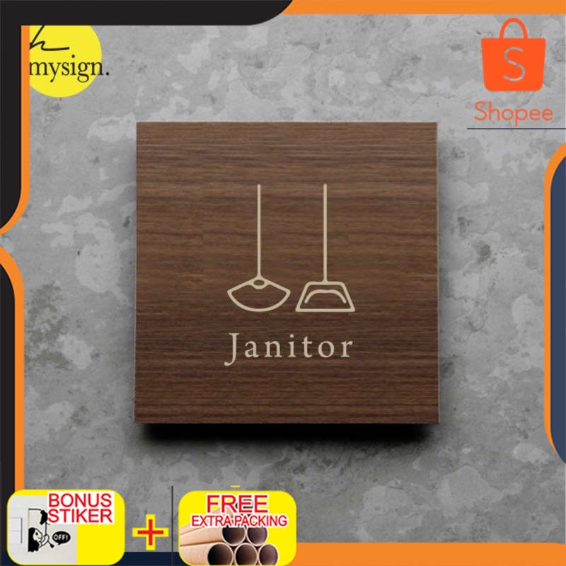 

Murah Janitor Sign Board Kayu Print Signage Label Nama Ruang Elegan