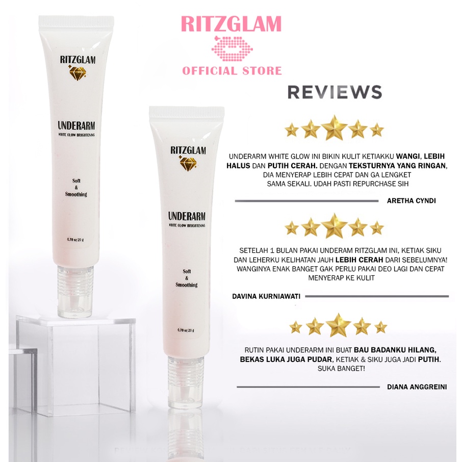 RITZGLAM Paket Agen Mix 30pcs Collagen Brightening + Underarm White + Lip Serum Vitamin Pelembab Pemerah Bibir