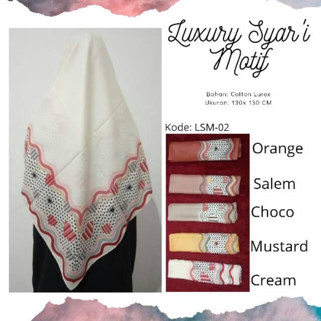 Luxury Syar'i Motif Square /Hijab Segi Empat Syari Jumbo Jilbab Umama scarf