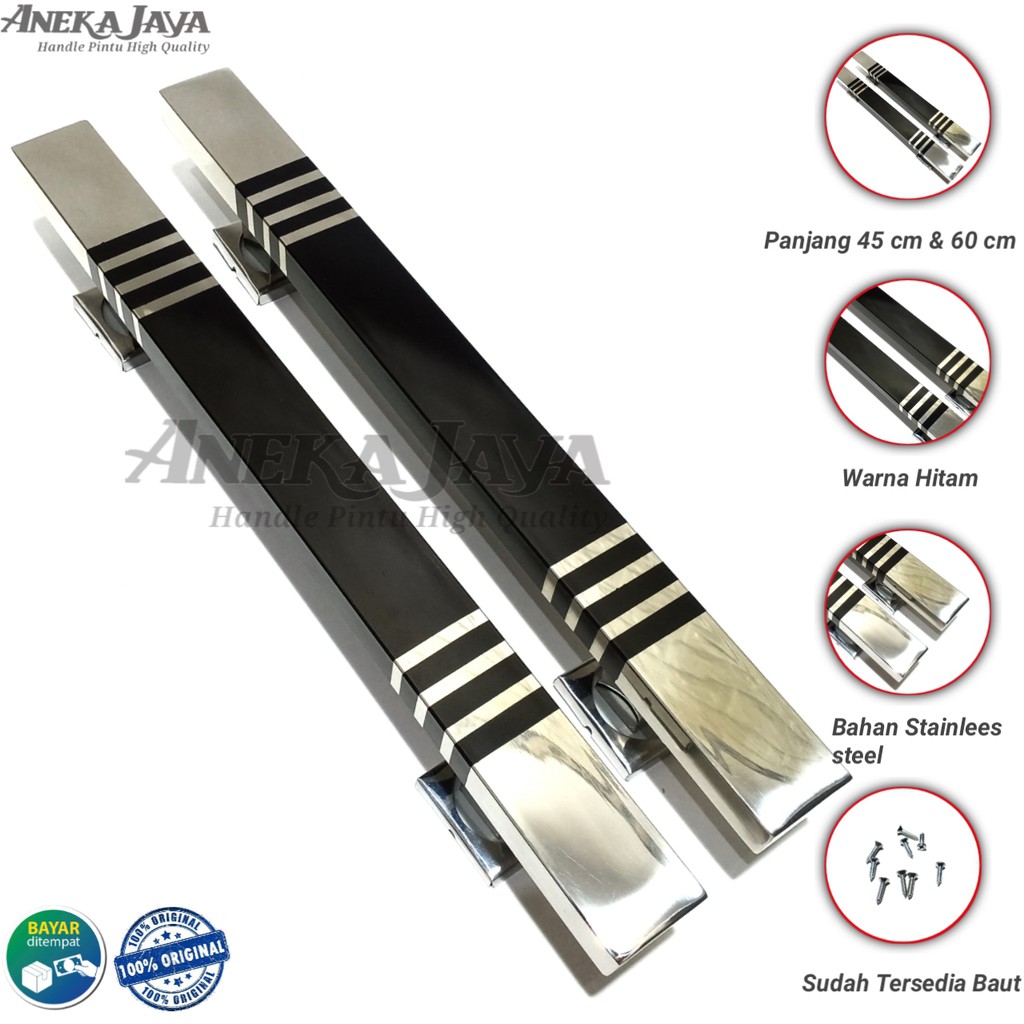 handle pintu rumah 45 cm  &amp; 60 cm hitam murah minimalis tarikan pintu pull stainless gagang pintu