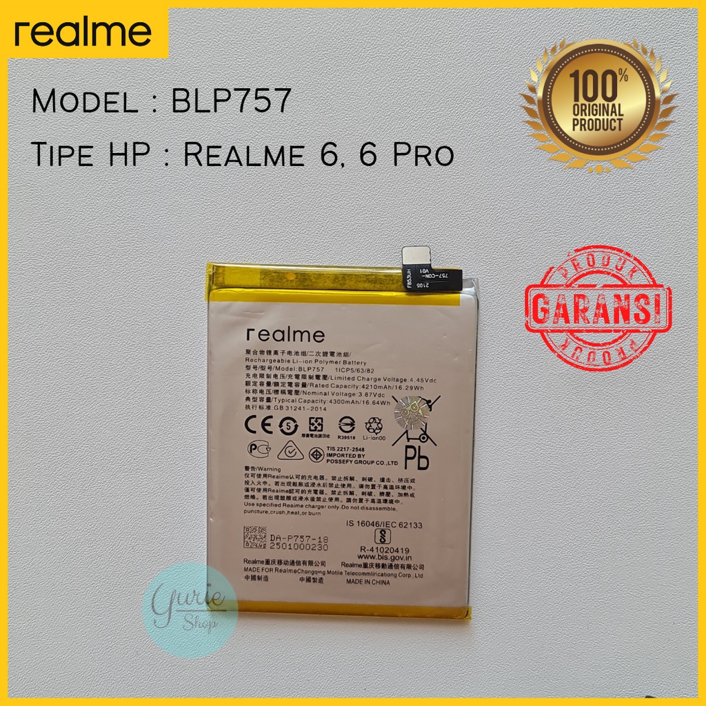 BATERAI BATTERY BATRE REALME 6/6 PRO BLP757 BLP-757 ORIGINAL