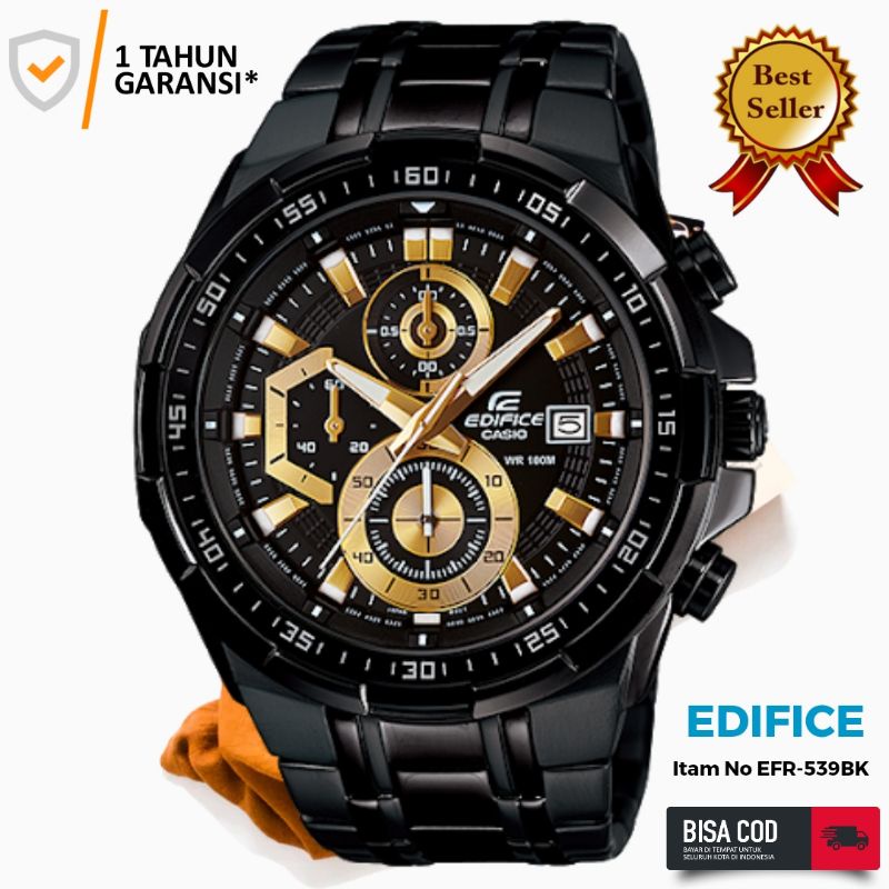 Jam Tangan Pria Merk Casio Edifice Tipe EFR-539BK Black Baterai