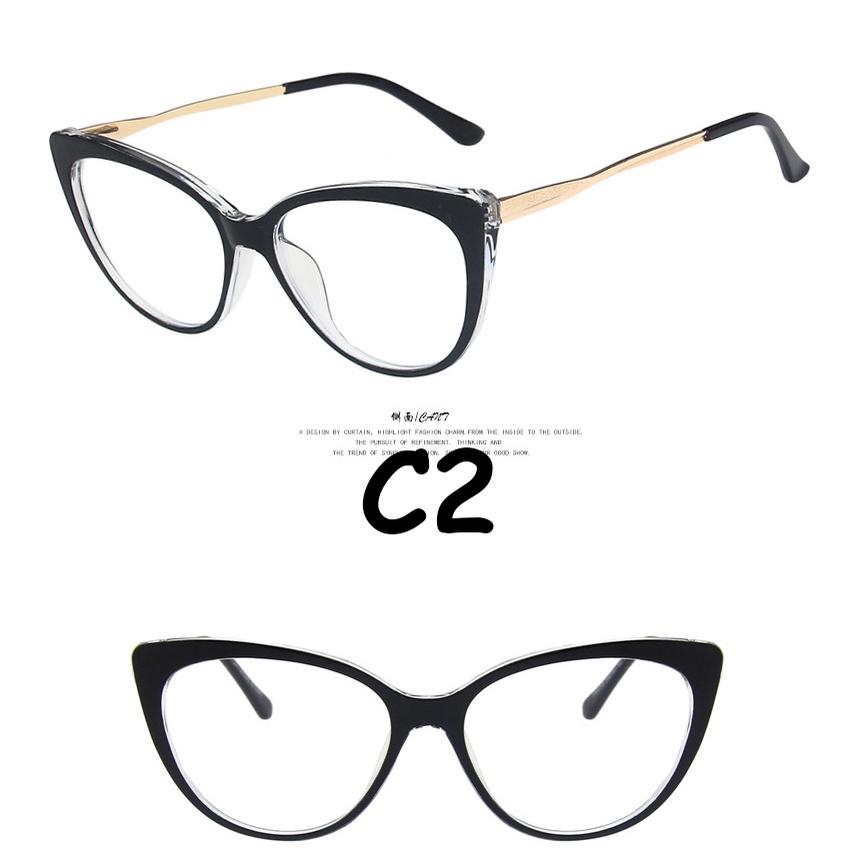 （YUZHU）COD Replaceable lenses Desain Merek Barat Retro Cat Eye Kacamata Bingkai Wanita